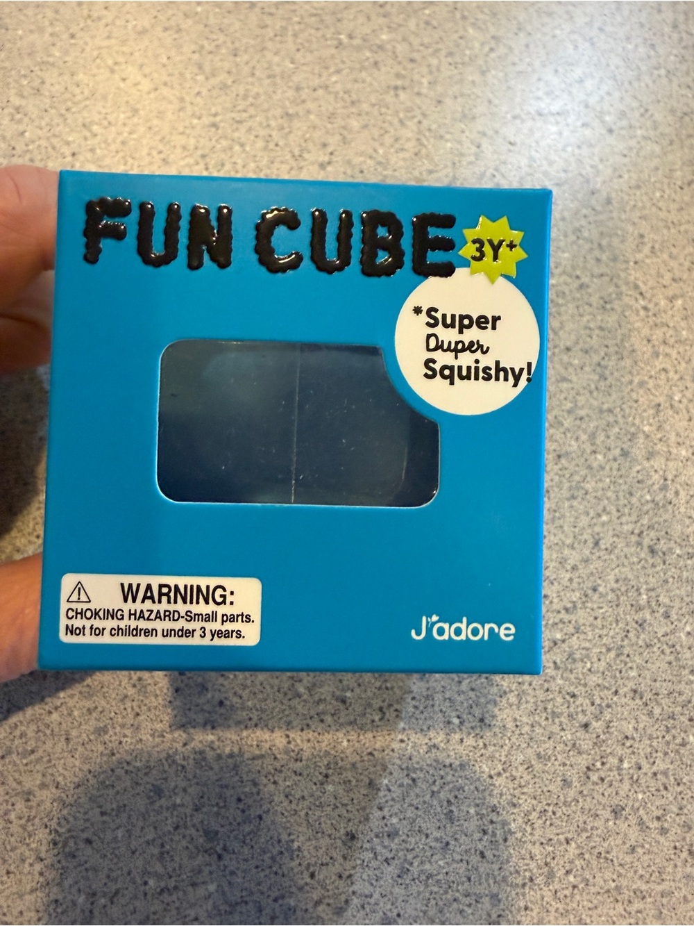 New J'Adore Fun Cube Squishy Square Blue Squeeze Fidget Toy 3+ Tactile Squish